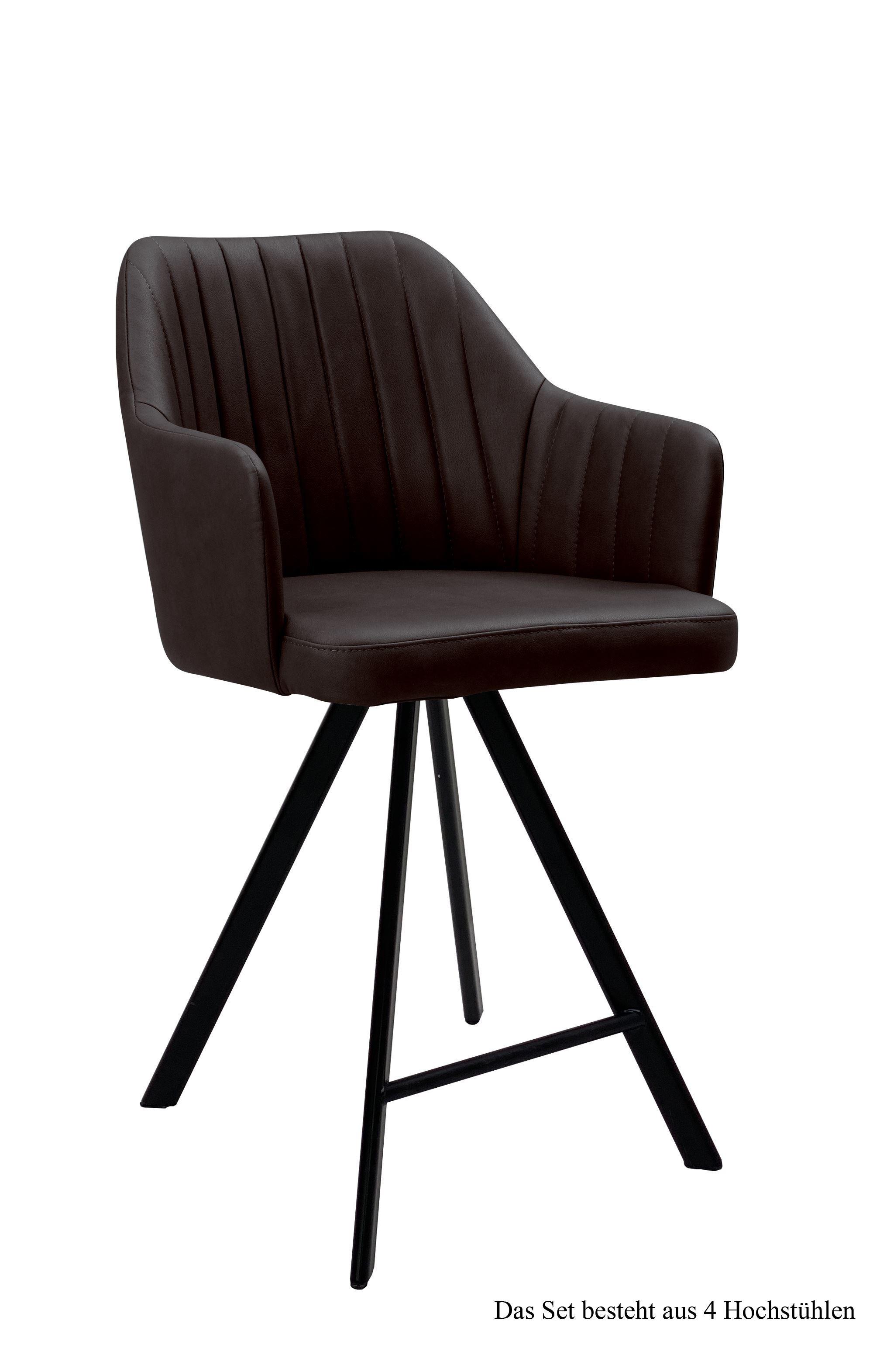 THEKENSTUHL (4er-Set) Demetra 58x98x60 Schwarz/Espresso - Dunkelbraun/Schwarz, Kunststoff (60/98/58cm) - 58aufmkessel