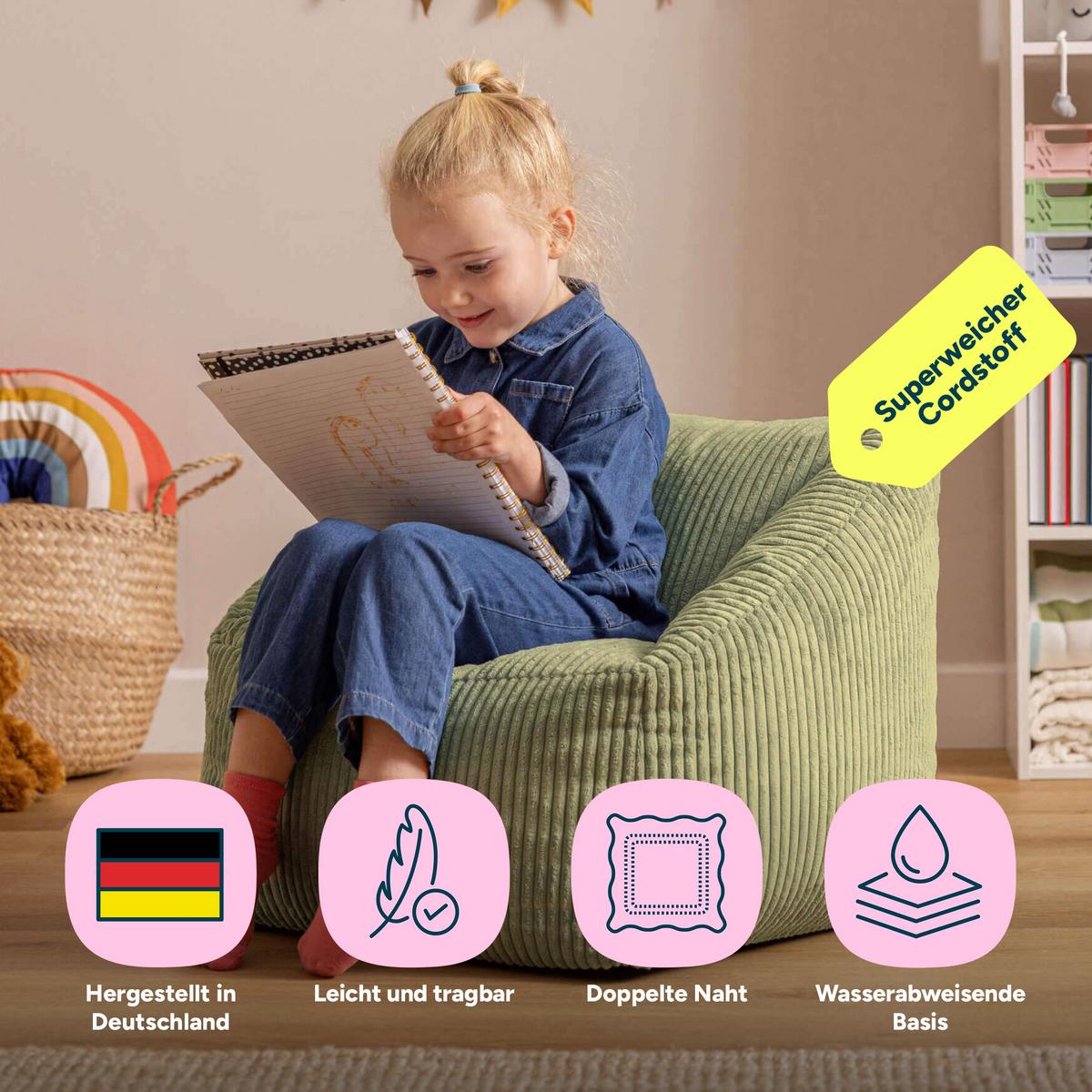 SITZSACK Flauschig für Kinder - Salbeigrün/Grün, Textil (55/44/55cm) - icon
