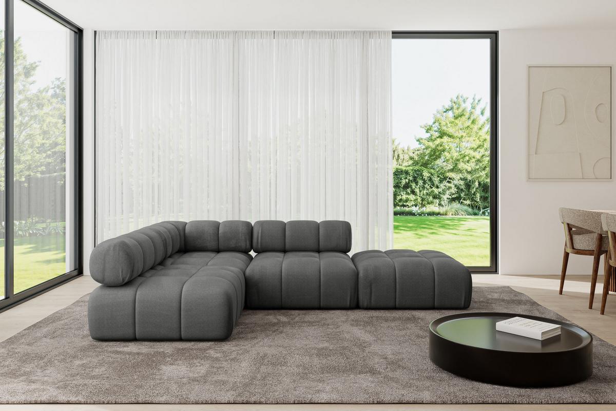 ECKSOFA modulares Sofa Favio-L1 - 285x190x70 cm Dunkelgrau Velours - Dunkelgrau, Holzwerkstoff/Textil (285/190cm) - ALTDECOR
