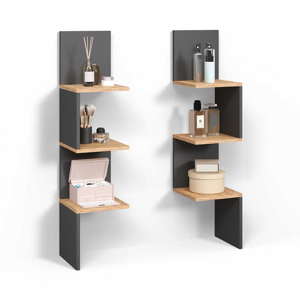 ECKREGAL Vesuvio Anthrazit 28 x 116.4 cm 2er Set - Anthrazit, Holzwerkstoff (28/116.4/28cm) - Livinity®