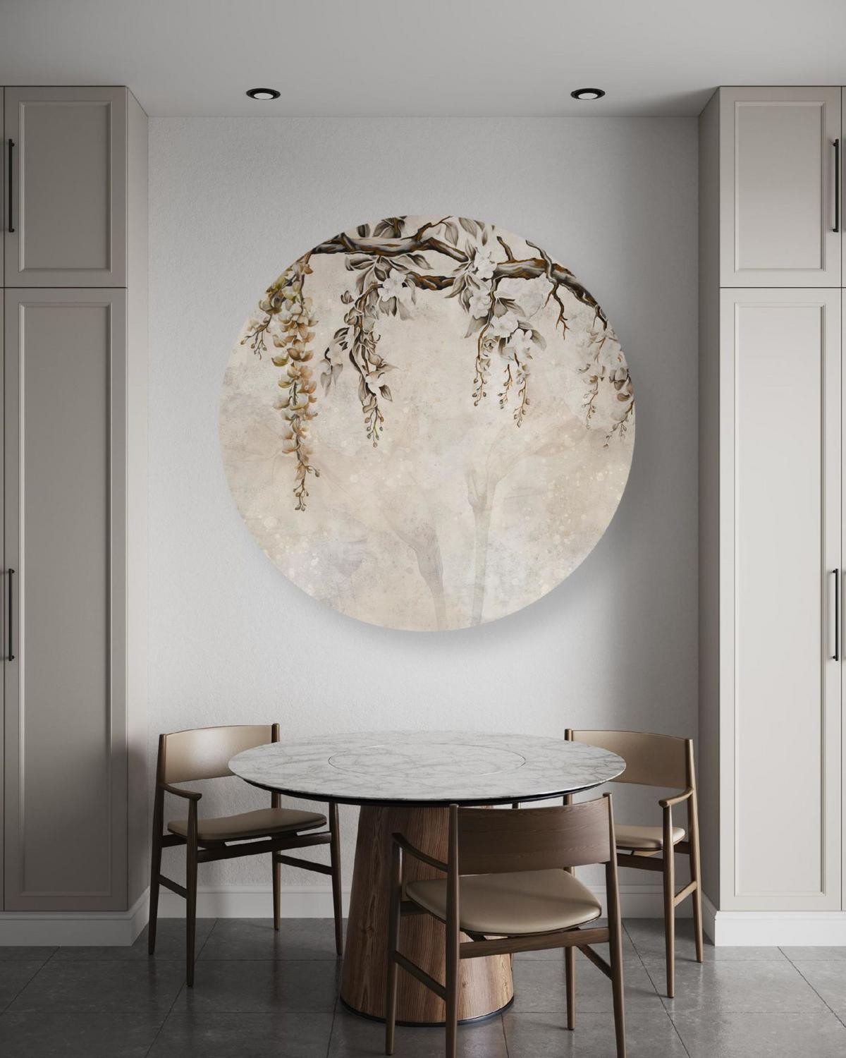 RUNDES BILD Grau 60/60 cm - Grau, Textil (60/60cm) - KUNSTLOFT