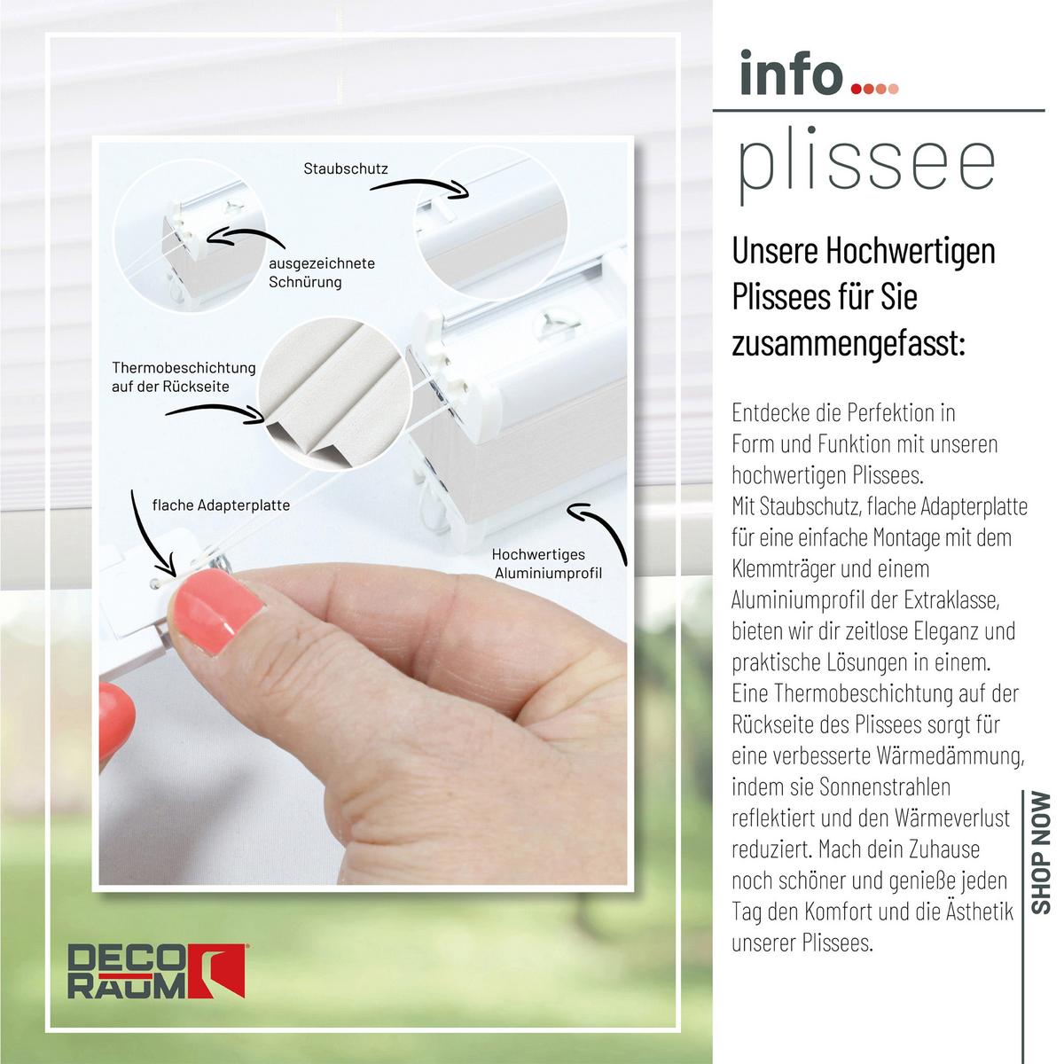 PLISSEE Thermo Basic 110 x 150cm Klemmfix ohne Bohren - Weiß, Textil (110/150cm) - Deco-Raum
