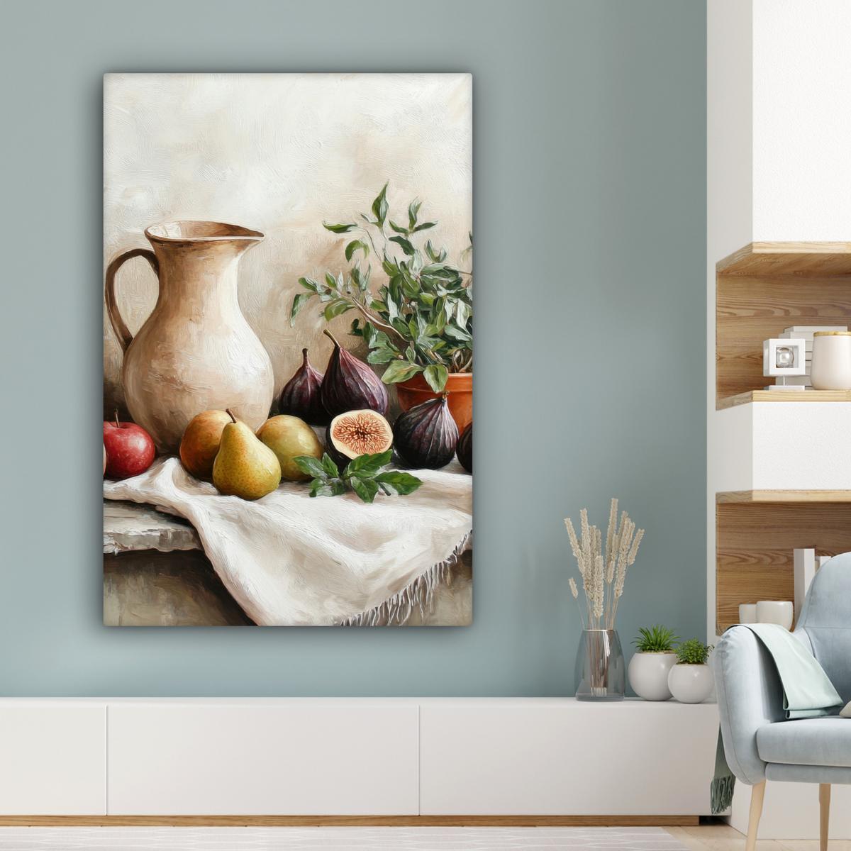 LEINWANDBILD Obst - Kräuter - Ländlich Deko XXL 80x120 cm - Naturfarben, Textil (80/120cm) - MuchoWow