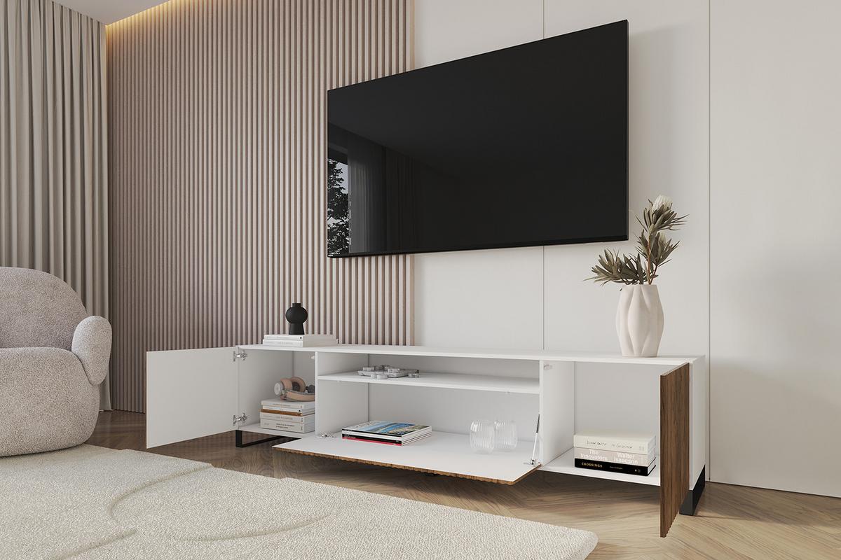 LOWBOARD NOA-2-S 200x53x41 cm - Weiß / Katania - Eiche Wotan/Schwarz, Holzwerkstoff (200/53/41cm) - ALTDECOR