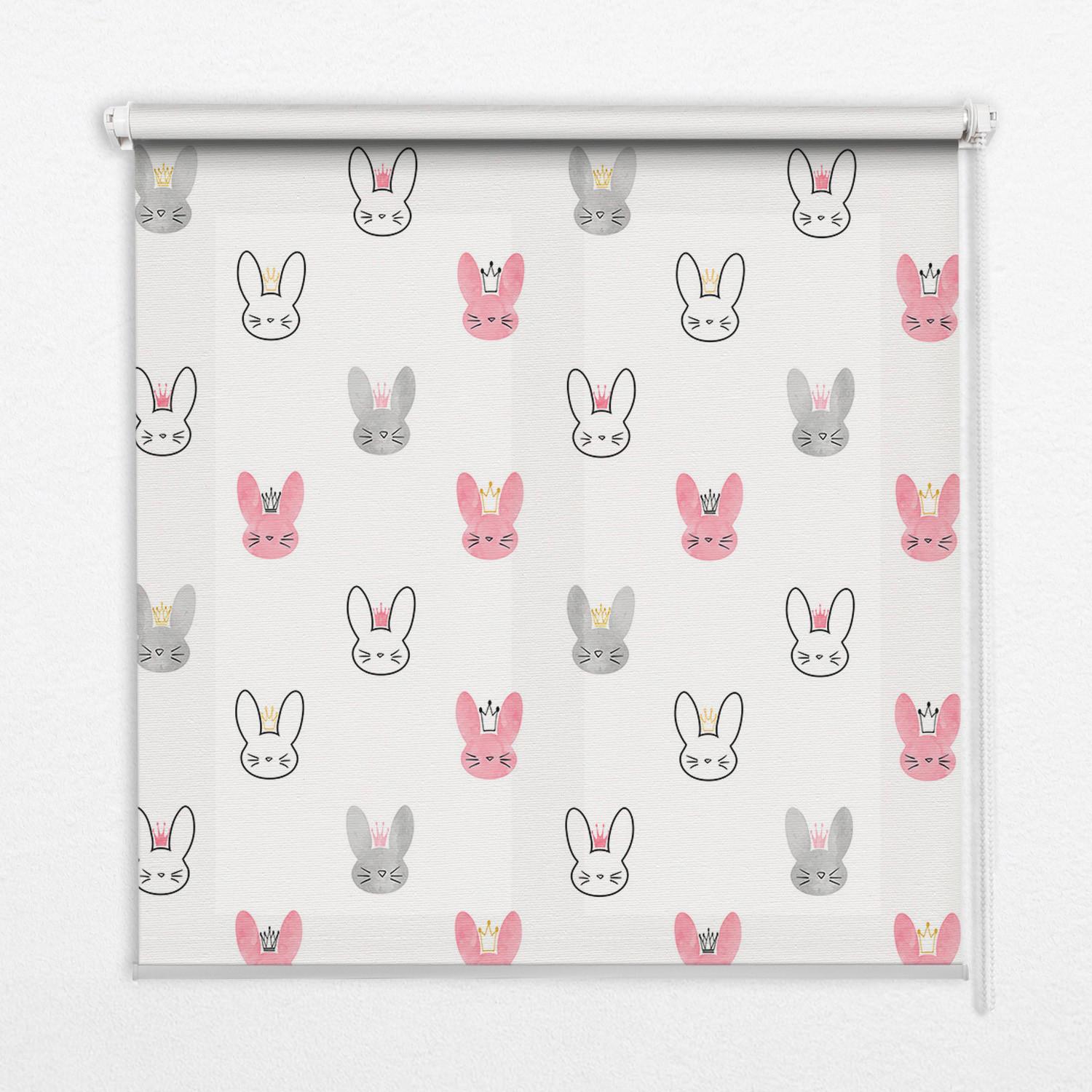 INNENROLLO - Fensterrollo - Rollo - 120x140 cm - Bunte Kaninchen mit Kronen - Pink, Kunststoff (120/140/0.5cm) - TULUP