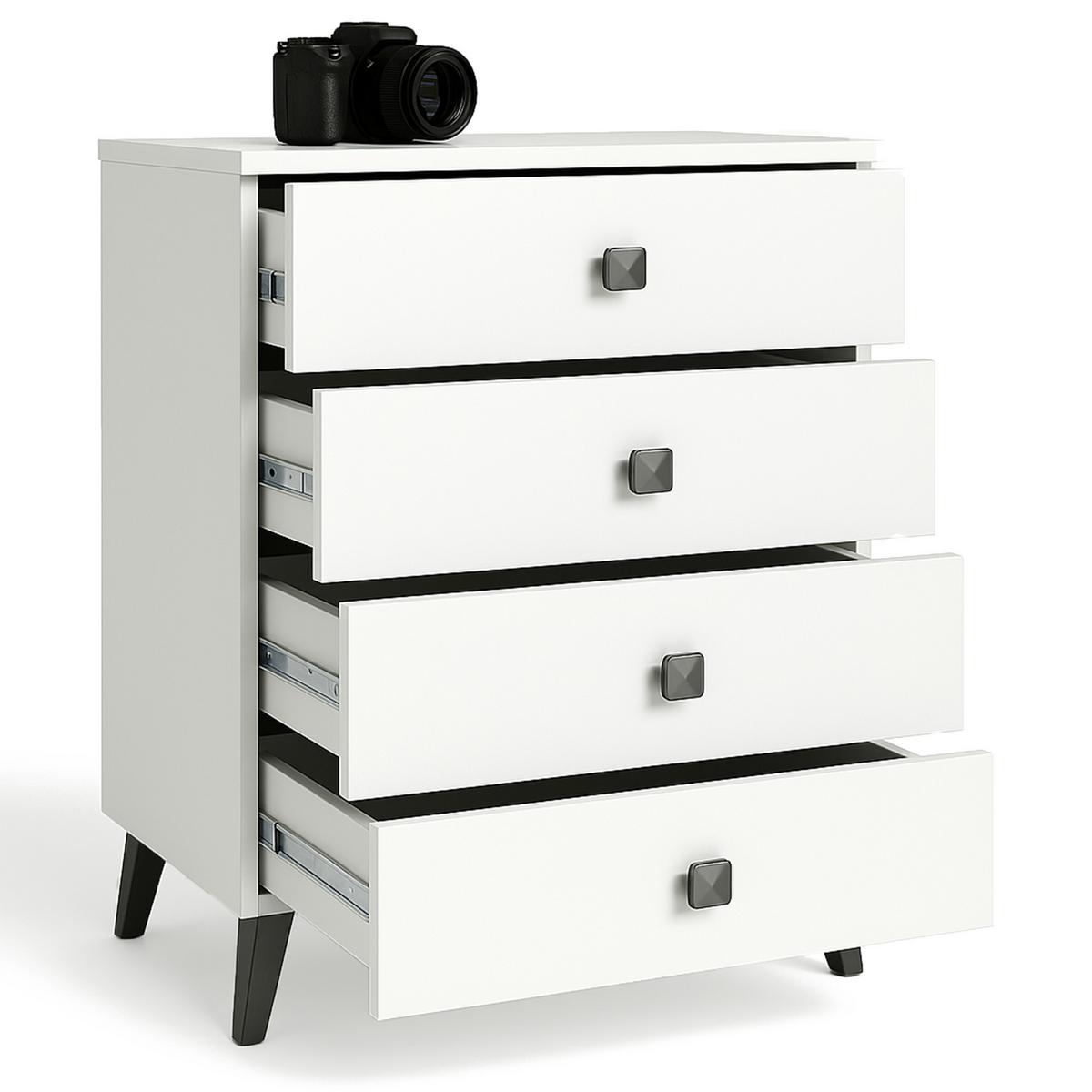 KOMMODE Weiß, Schwarz 73/60/37 - Schwarz/Weiß, Holzwerkstoff (60/73/37cm) - RAUMHIRSCH FURNITURE