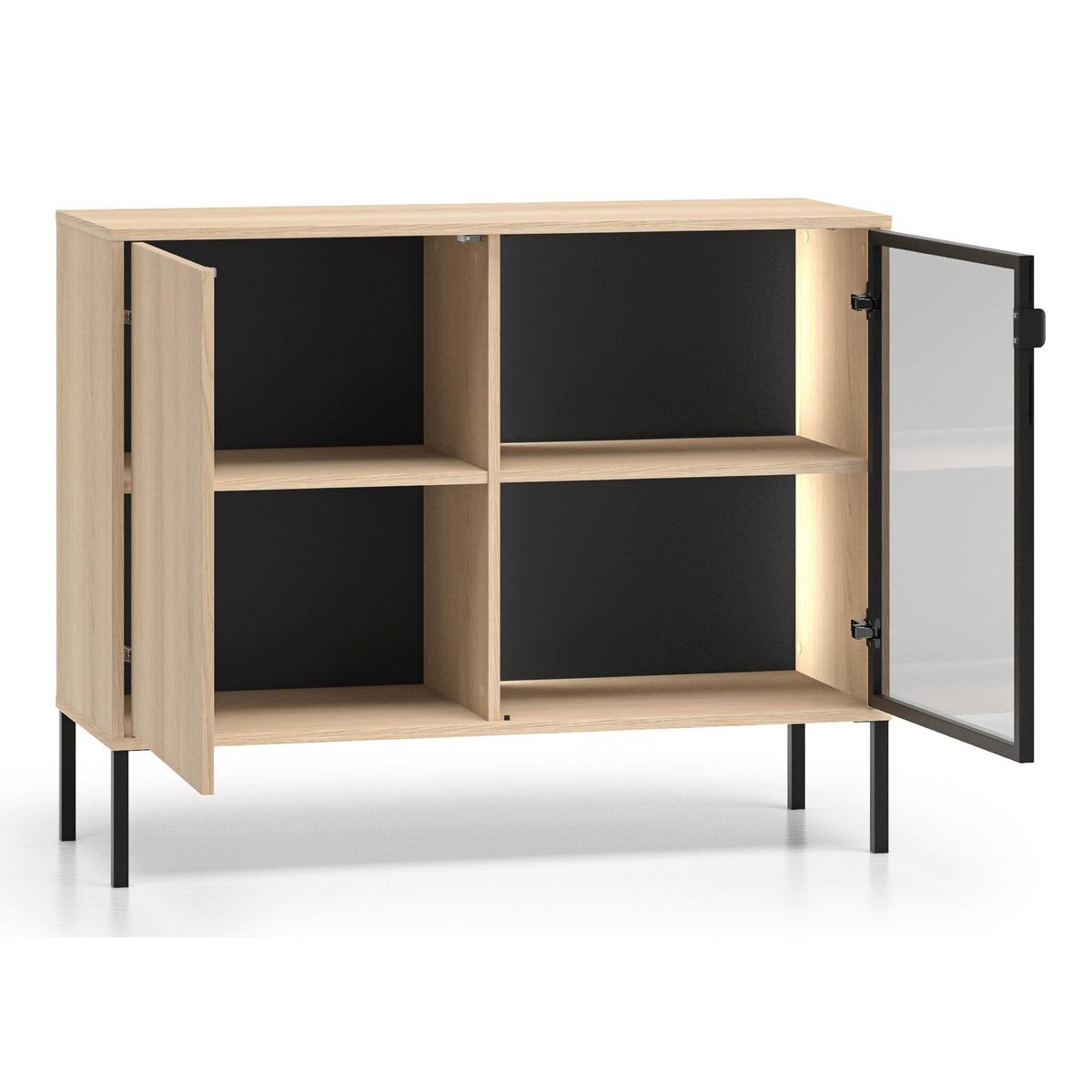 SIDEBOARD Barnee Eichenholzoptik 107 cm - Beige/Schwarz, Holzwerkstoff/Metall (107/86/40cm) - Selsey
