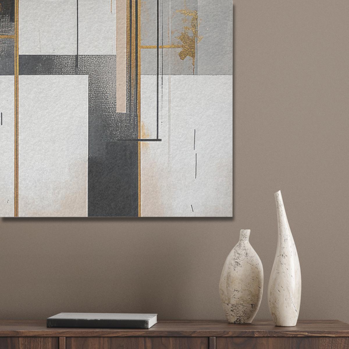 AKUSTIKBILD Abstrakt - Gold - Silber - Formen - Ästhetisch - Modern Wanddeko 70x100 cm - Goldfarben, Kunststoff (70/100/0.9cm) - MuchoWow