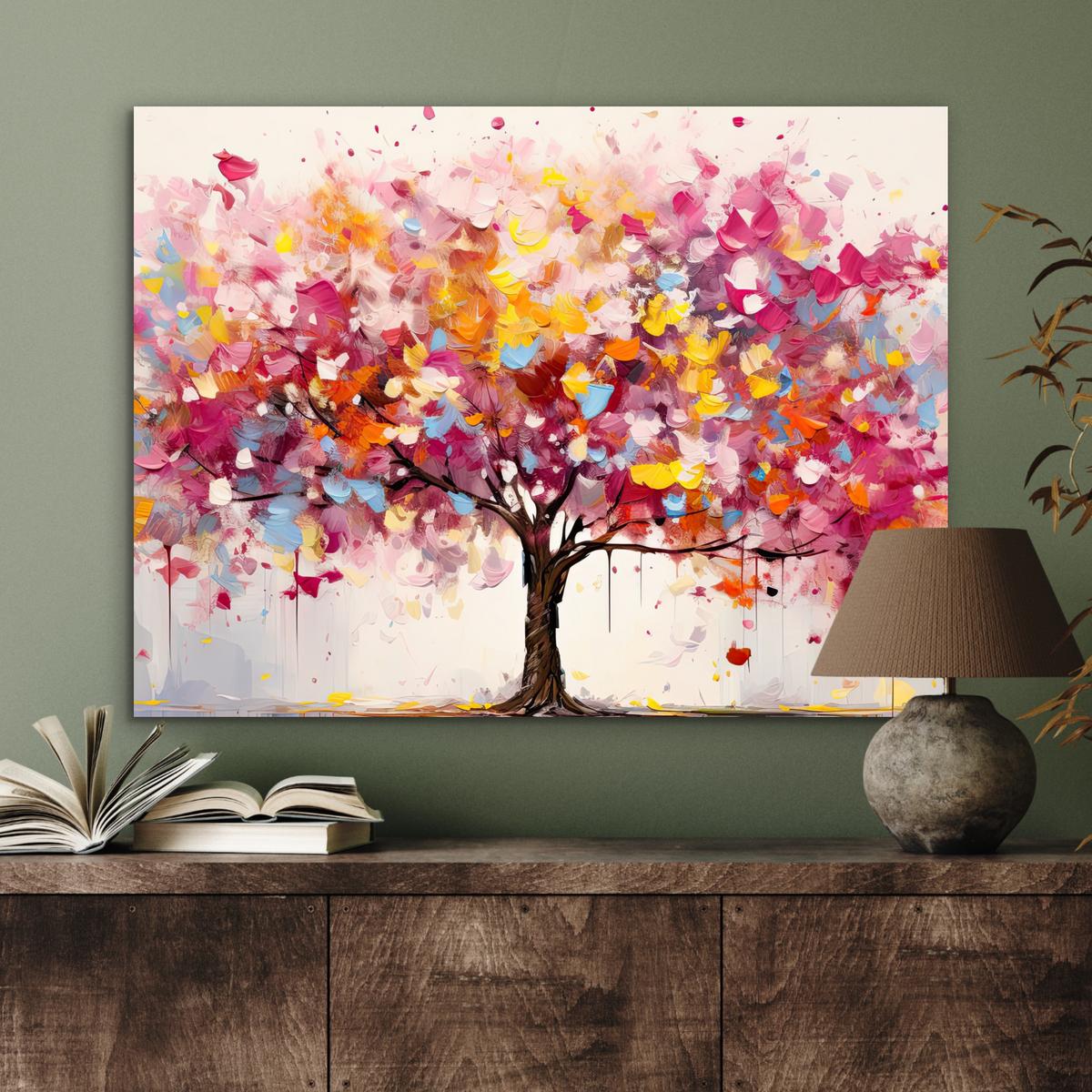 METALLBILD Aquarell - Baum - Kunst - Abstrakt 80x60 cm - Multicolor, Metall (80/60cm) - MuchoWow