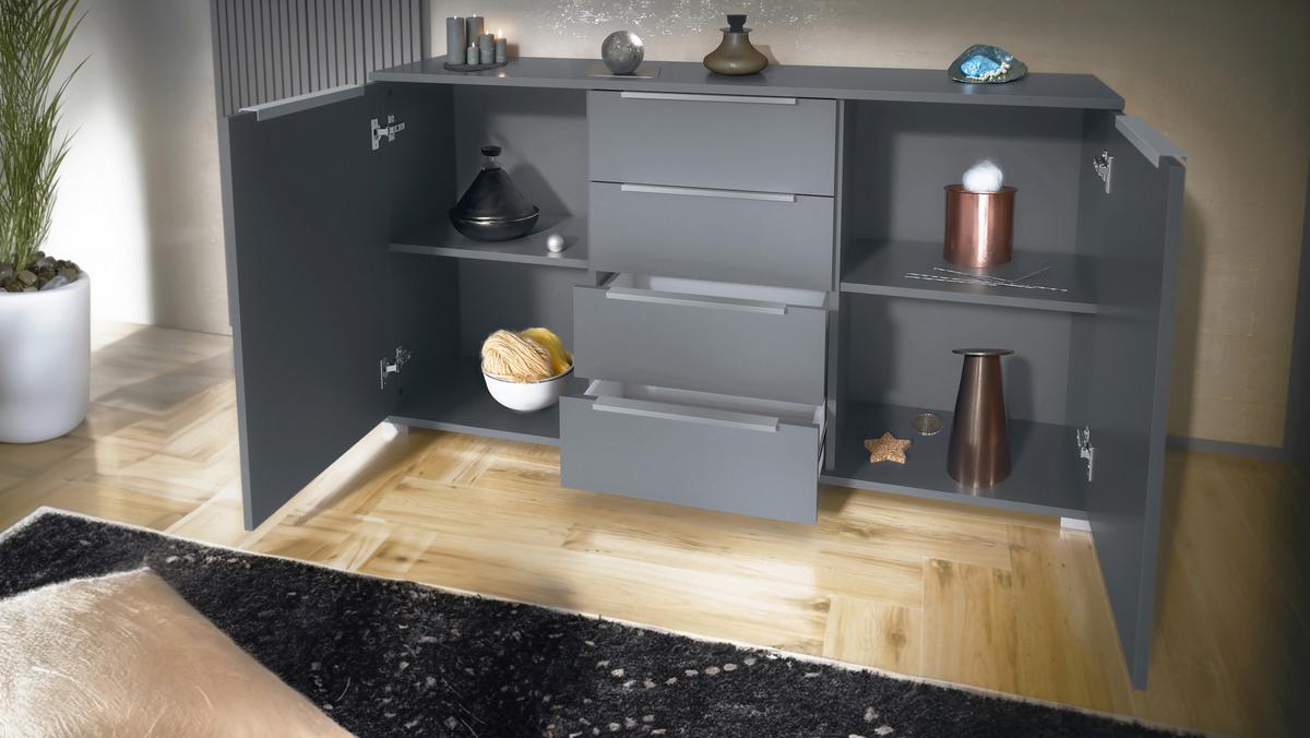 SIDEBOARD Linio Avola-Anthrazit - Anthrazit, Holzwerkstoff (138.5/75.5/35cm) - Vladon