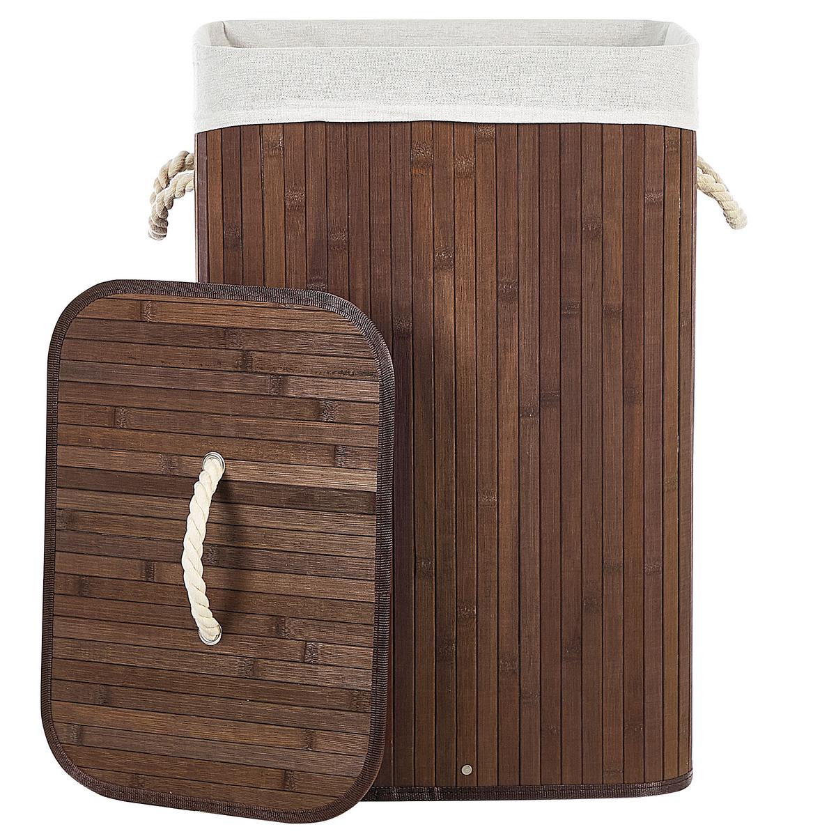 KORB Dunkler Holzfarbton Komari - Dunkelbraun/Weiß, Holz (40/60/30cm) - Beliani