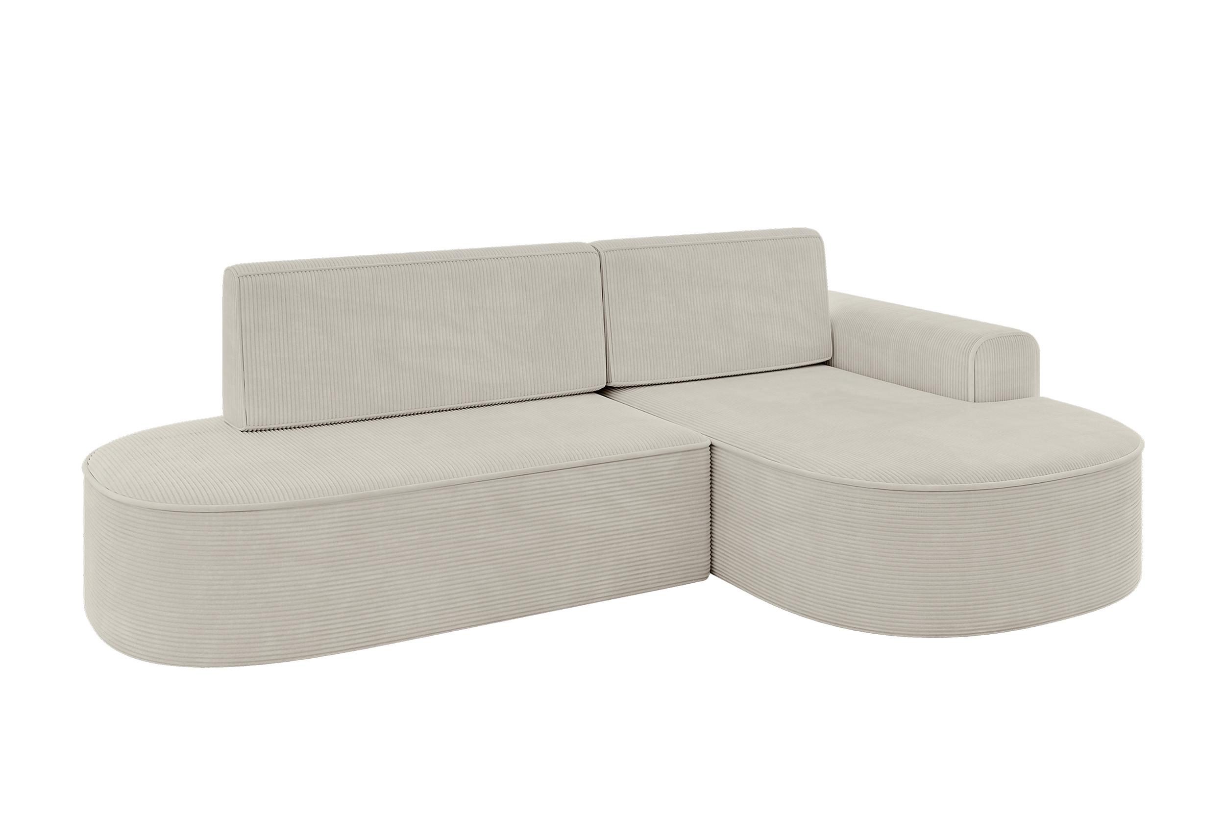 ECKSOFA mit Schlaffunktion und Bettkasten Ottomane Rechts MARI-L1-S - 283x167x73 cm Beige Cord - Schwarz/Cappuccino, Holzwerkstoff/Kunststoff (167/283cm) - ALTDECOR