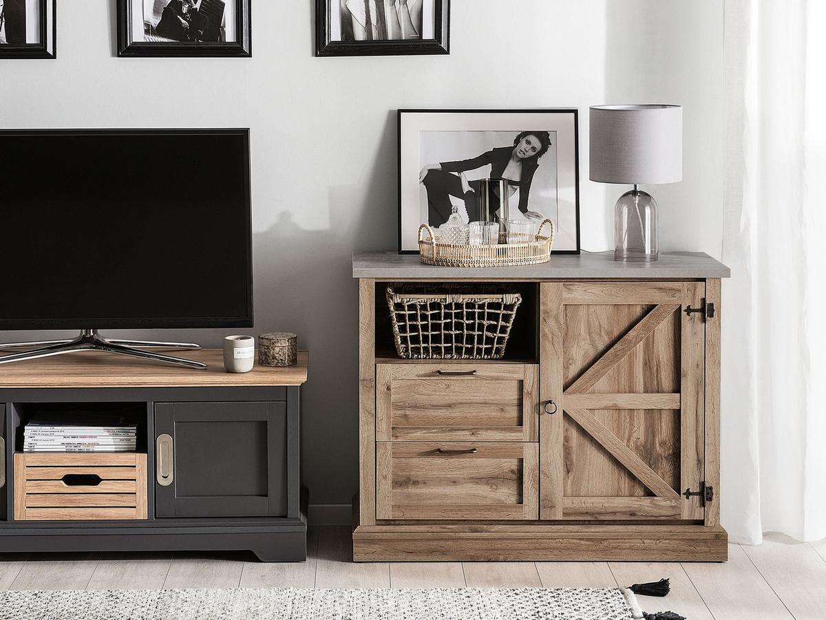 SIDEBOARD Hellbraun Toronto - Braun, Holzwerkstoff (101/79/40cm) - Beliani