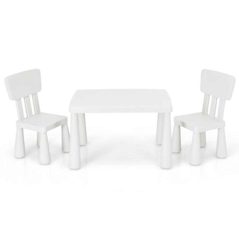 KINDERTISCH mit 2 Stühlen weiß(3-tlg) - Weiß, Kunststoff (76.5/49.5/54.5cm) - COSTWAY