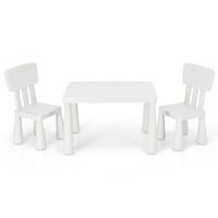 KINDERTISCH mit 2 Stühlen weiß(3-tlg) - Weiß, Kunststoff (76.5/49.5/54.5cm) - COSTWAY