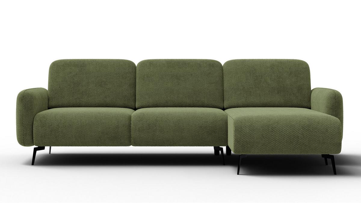 ECKSOFA FEBE 4-Sitzer rechts, olivgrün - Schwarz/Olivgrün, Holz/Textil (264/157cm) - Wozimo