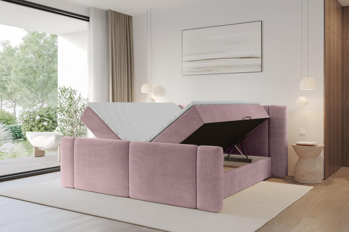 BOXBETT mit Matratze H3 - EVON Zanozek - 180x200 cm Rosa - Rosa, Holzwerkstoff (180/200cm) - ALTDECOR