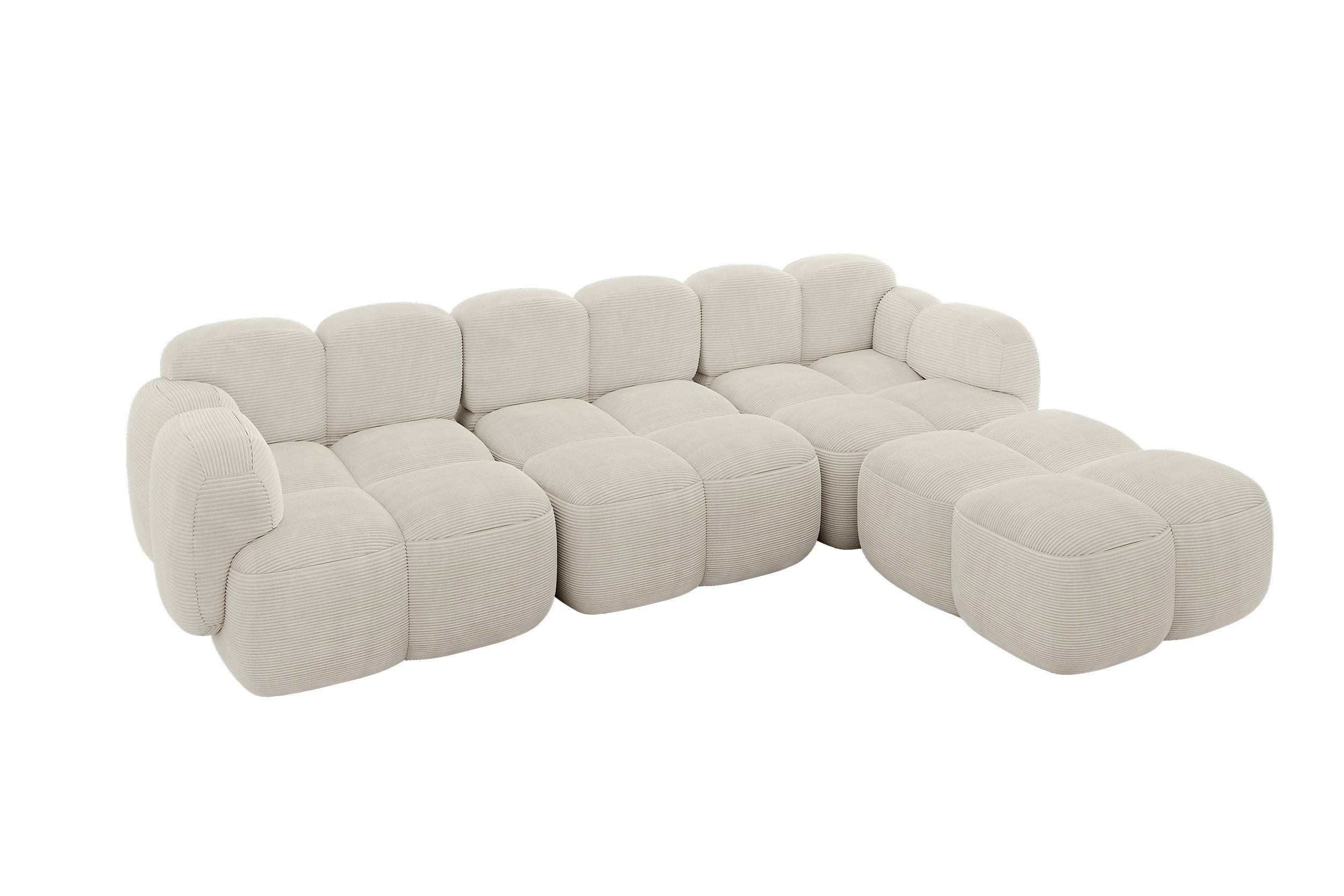 ECKSOFA modulares Sofa Rechts Miko-L2 302x205x75 Creme Cord - Schwarz/Mokka, Holzwerkstoff/Kunststoff (302/205cm) - ALTDECOR