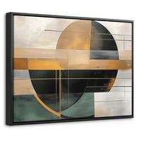 LEINWAND Bilder mit Rahmen - Abstrakt - Gold - Bronze - Grün - Formen - Modern - 40x30 - Multicolor, Textil (40/30cm) - MuchoWow