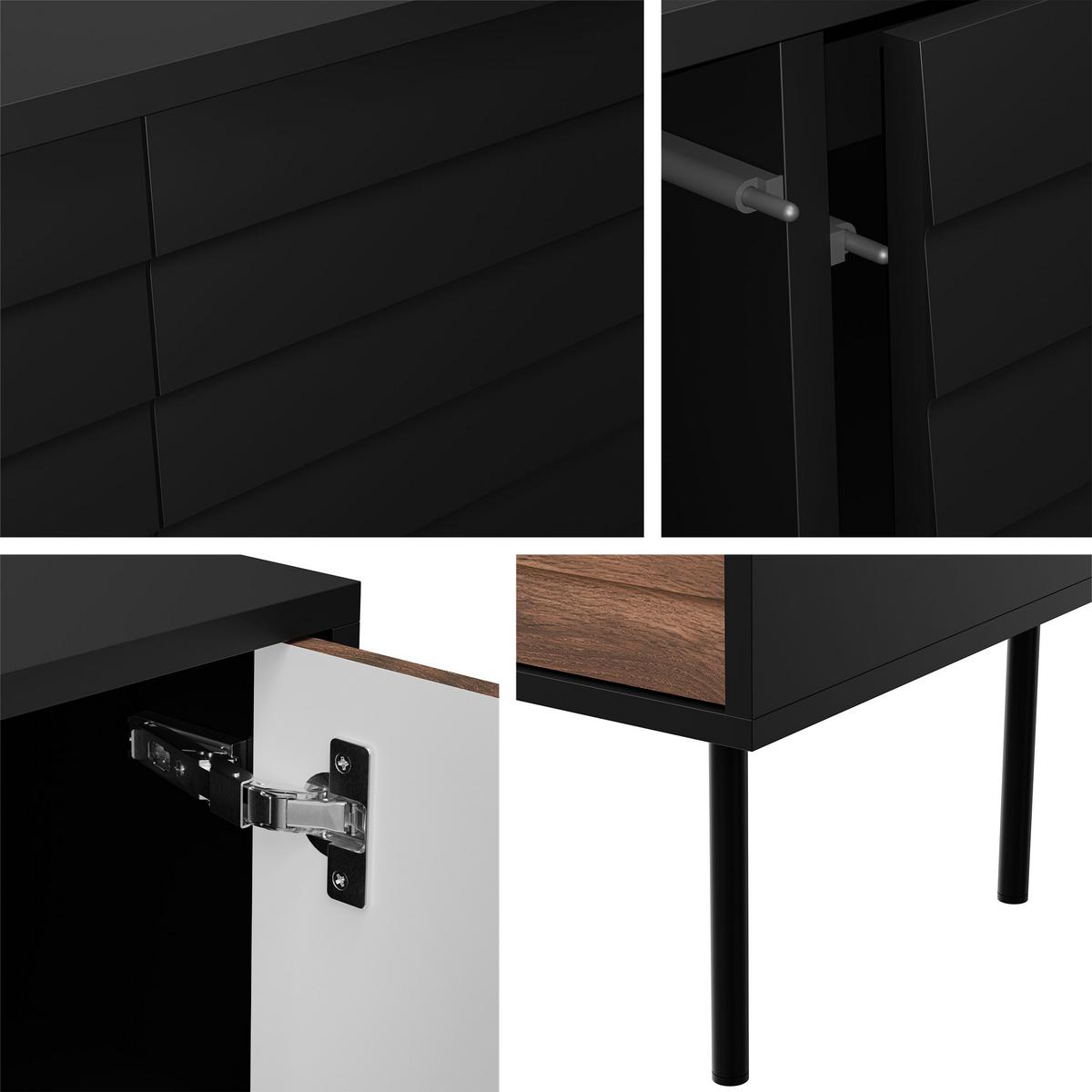 SIDEBOARD Cortina 200 4D - Schwarz, Holzwerkstoff/Metall (200/81/40cm) - MIRJAN24