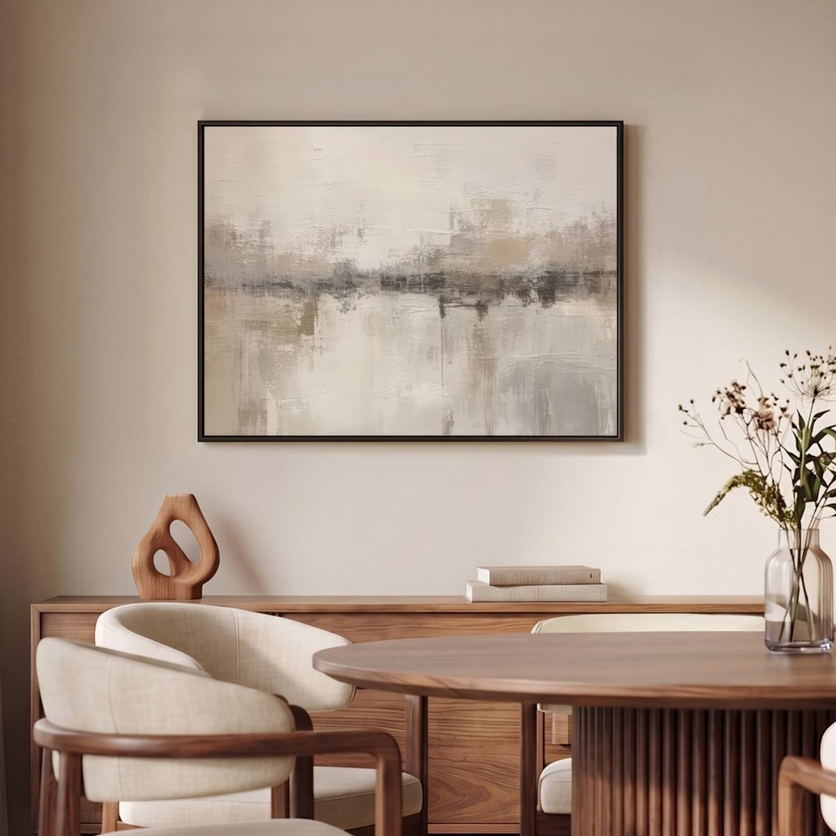 LEINWAND Bilder mit Rahmen - Moderne Kunst - Abstrakt - Beige - 80x60 - Beige, Textil (80/60cm) - MuchoWow