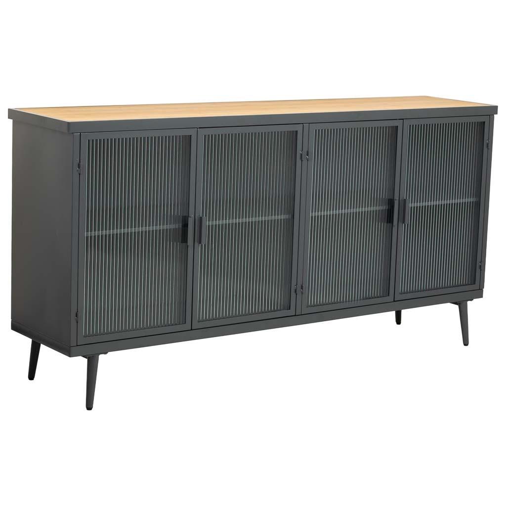 HOLZ-METALLSCHRANK mit Glas 160x36x80 cm - Schwarz, Holz (160/80/36cm) - Wanderlust