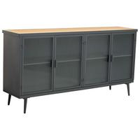 HOLZ-METALLSCHRANK mit Glas 160x36x80 cm - Schwarz, Holz (160/80/36cm) - Wanderlust