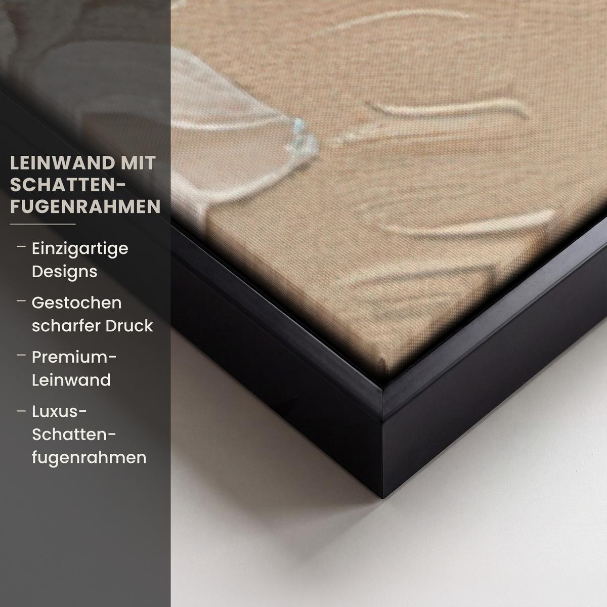 LEINWAND Bilder mit Rahmen - Blumen - Modern - Beige - Weiß - Blüte - 80x120 - Beige, Textil (80/120cm) - MuchoWow