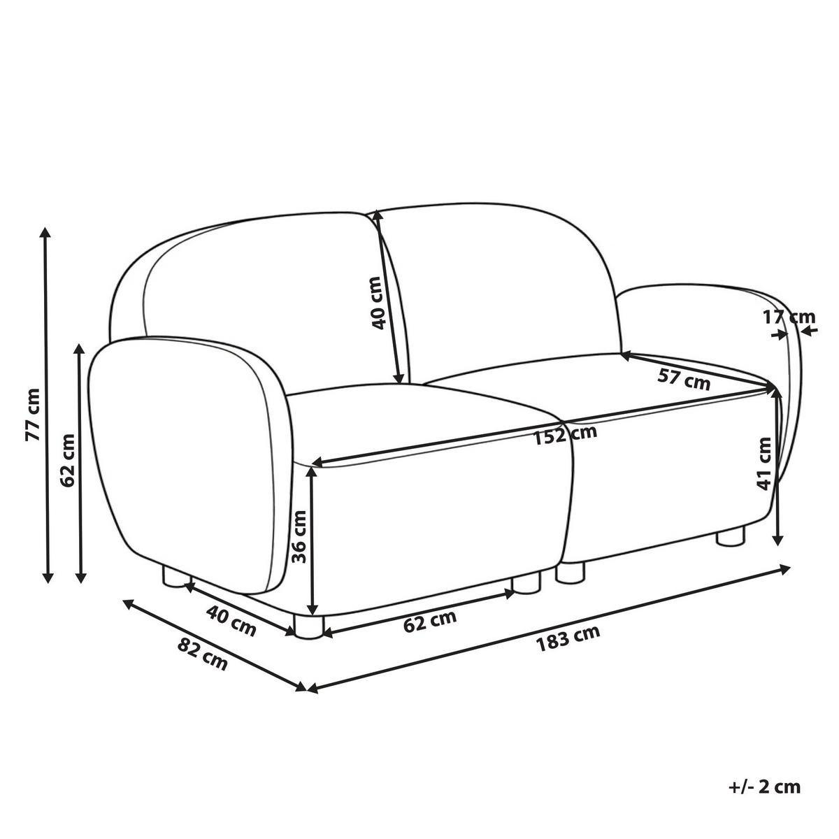 3-SITZER-SOFA Bouclé Weiß Jule - Schwarz/Weiß, Textil (183/77/82cm) - Beliani