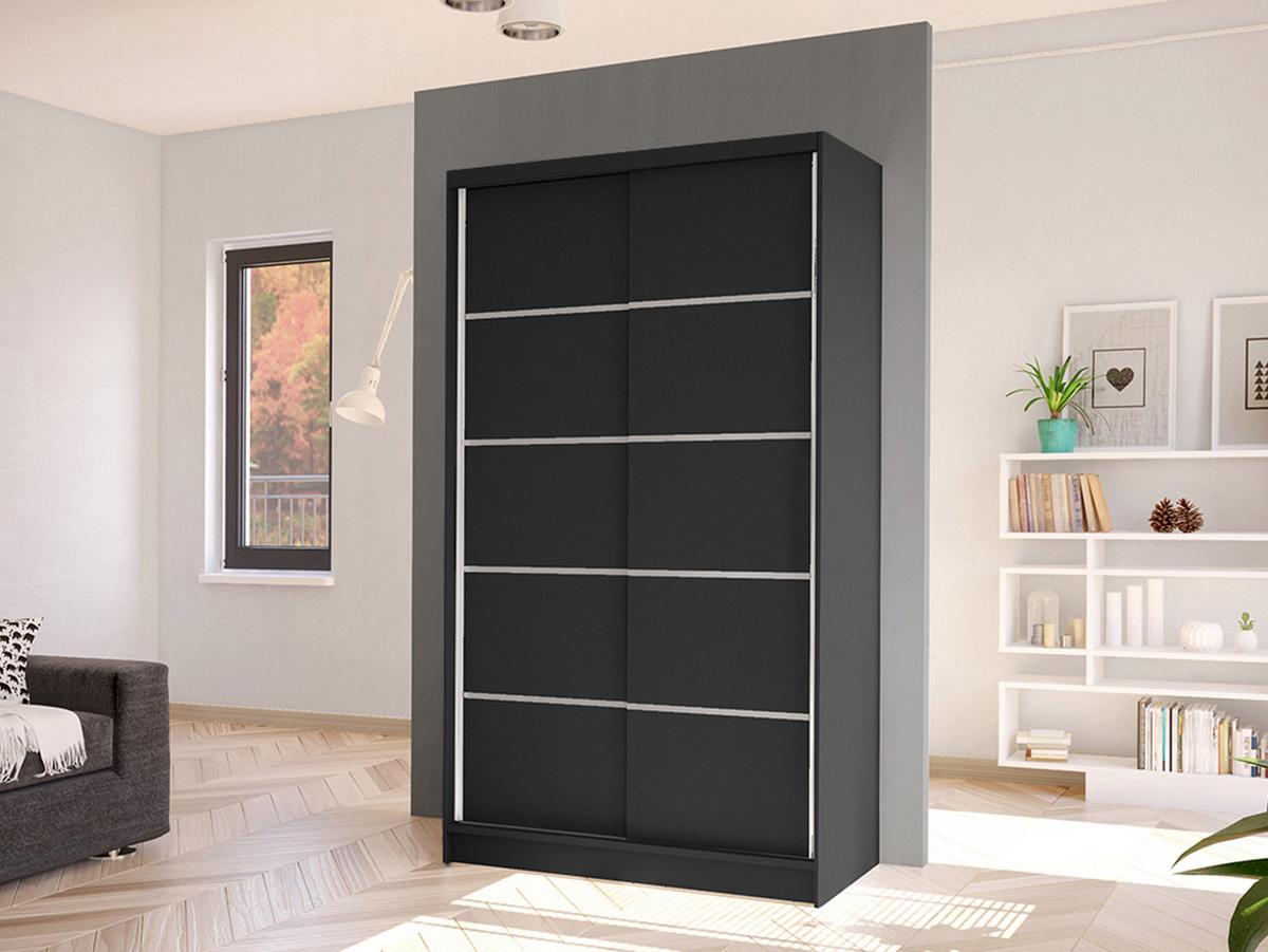 SCHWEBETÜRENSCHRANK Diego IV - Schwarz, Holzwerkstoff/Metall (100/200/58cm) - MIRJAN24