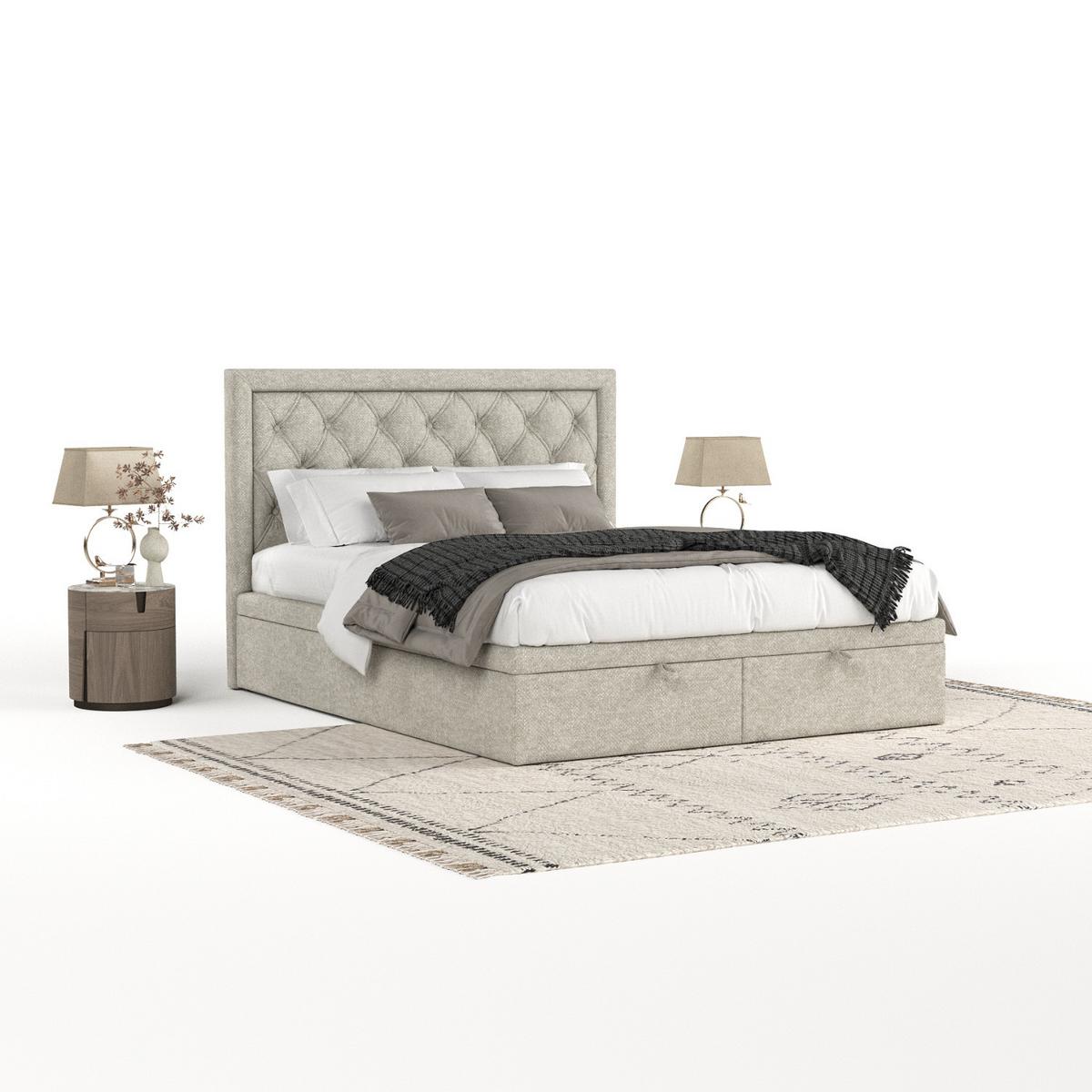 POLSTERBETT Nicobar mit Stauraum 160/200 cm Beige im Alta Stoff - Beige/Schwarz, Holz/Holzwerkstoff (160/200cm) - AltaBeds