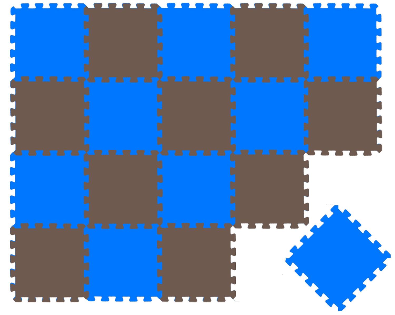 SPIELMATTE ab Null - 180/90/1 cm Puzzlematte Blau - Blau/Braun, Kunststoff (30/30cm) - Littletom