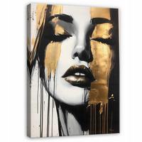 LEINWANDBILD Modern Abstrakt Frau Bilder Groß 120x80 - Goldfarben, Holzwerkstoff (80/120cm) - Wallarena