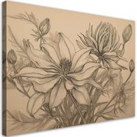 WANDBILD blumen pflanzen beige - Beige, Textil (60/40cm) - Feeby