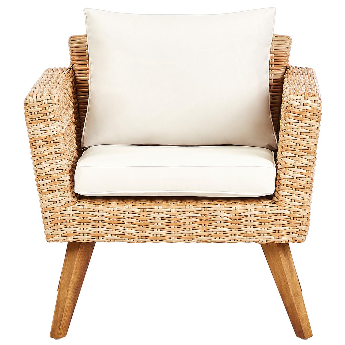 LOUNGE-SET 4-Sitzer PE Rattan Cremeweiß Vittoria - Hellbraun/Naturfarben, Kunststoff - Beliani