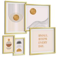 BILDER SET 5er Set - 50x50 cm & 20x30 cm & 40x60 cm Goldrahmen - Herbstfarben Seerosenteich - Goldfarben, Kunststoff (40/60cm) - TULUP