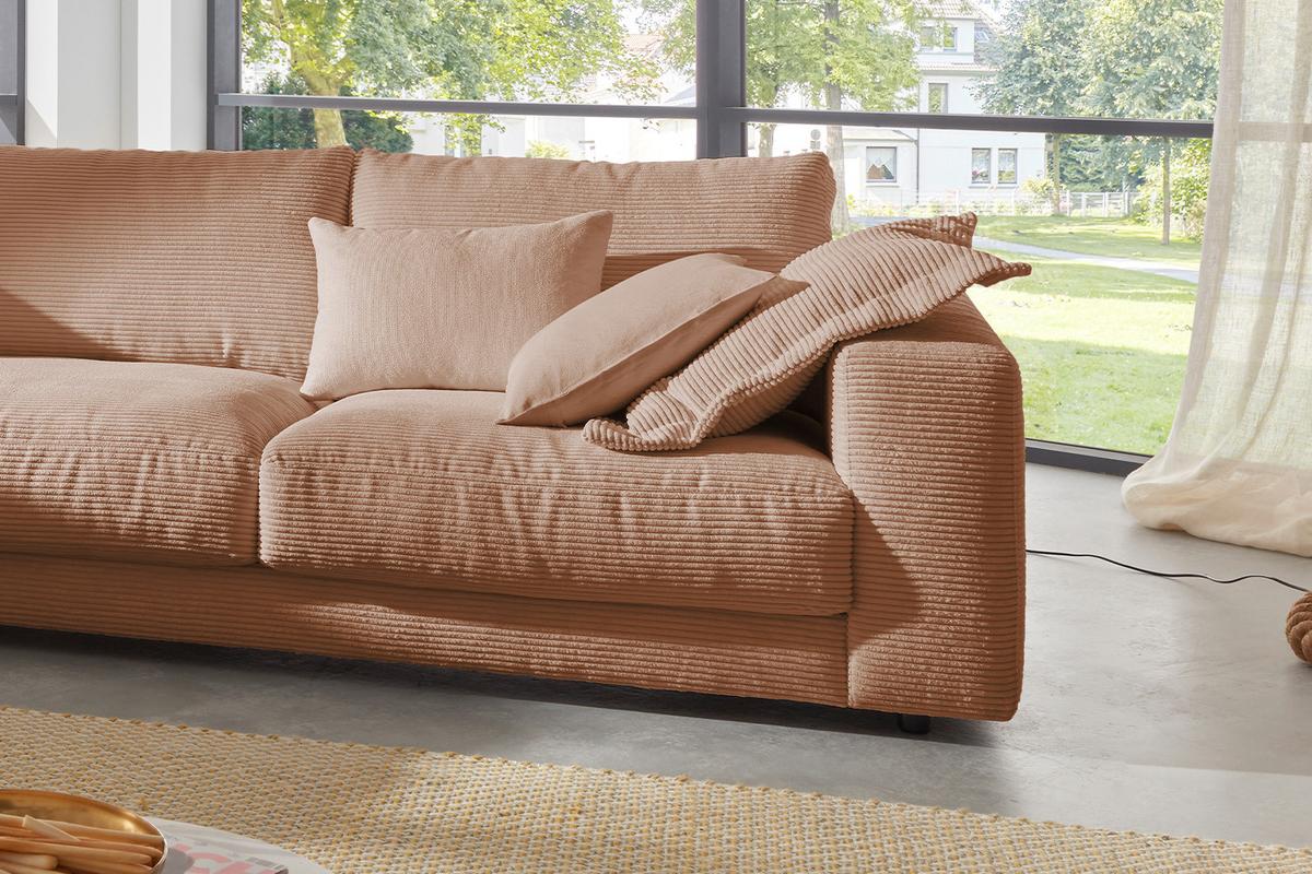 ECKSOFA MADELINE Braun Cord - Schwarz/Braun, Kunststoff/Textil (325/224cm) - KAWOLA