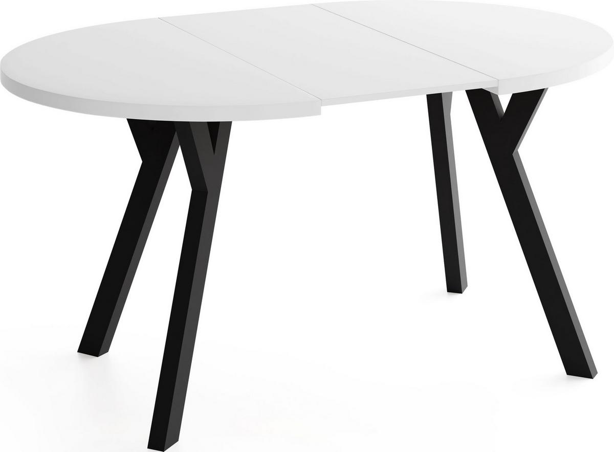 ESSTISCH Vero rund ausziehbar verlängerbar, Weiss 80-130/80/77 cm - Schwarz/Weiß, Holz/Holzwerkstoff (80/130/77cm) - WFL GROUP