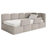 JUGENDBETT Cloudy rechts mit Rausfallschutz Bouclé Greige - Taupe, Kunststoff/Textil (90/200cm) - Selsey