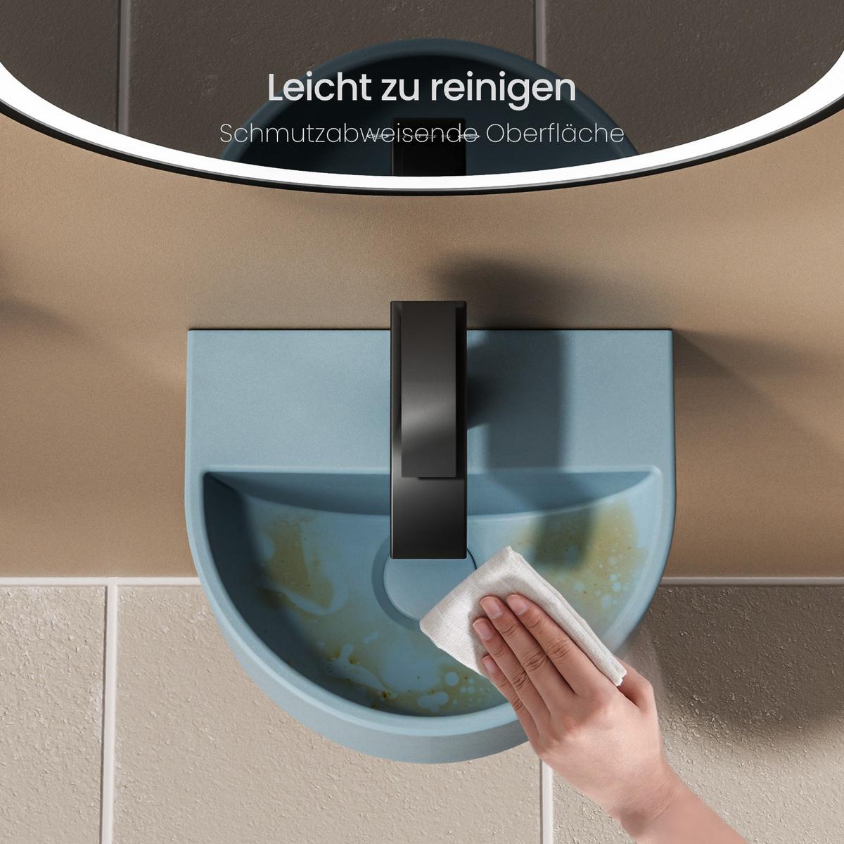 WASCHBECKEN U-förmig Wandmontage Matt Hellgrau-Blau 30,3 / 25,5 / 12 cm - Blau, Keramik (30.3/12/25.5cm) - EMKE