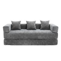 SCHLAFSOFA Modulares Chenille Block-Sofa DIY Kombinierbar mit Seitentaschen & Rutschfest - Dunkelgrau, Textil (198/60/79cm) - Urban Meuble