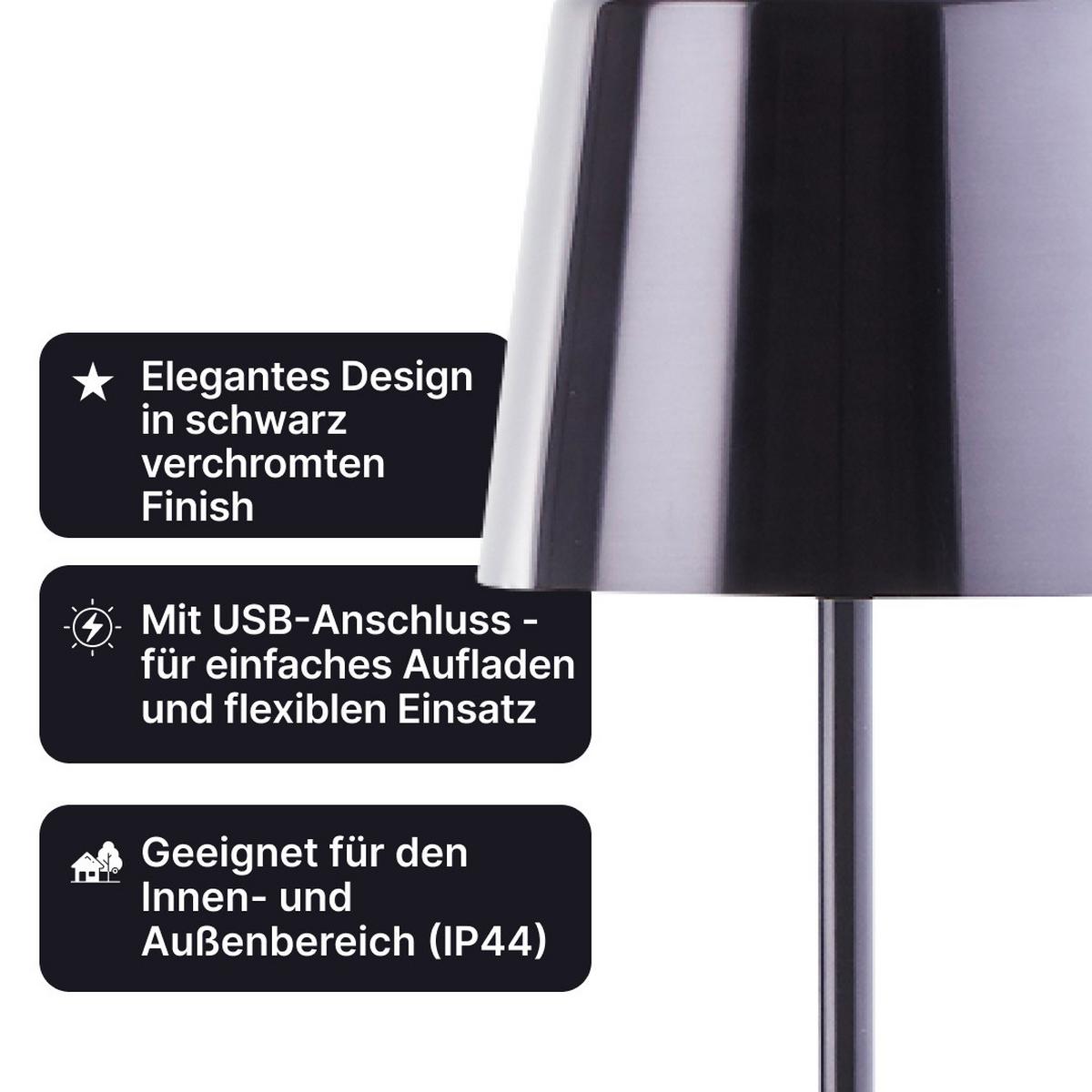 AUSSENTISCHLEUCHTE Xaana G40939/76 - Schwarz, Metall (11/11/37cm) - Brilliant