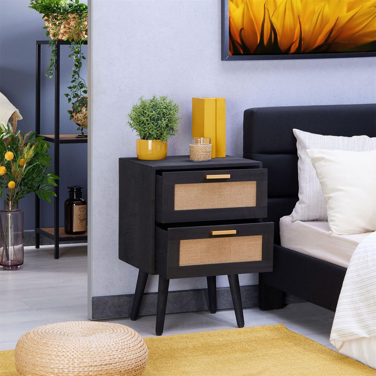 NACHTTISCH WAMAN schwarz - Schwarz, Holz (40/57/36cm) - CARO-Möbel