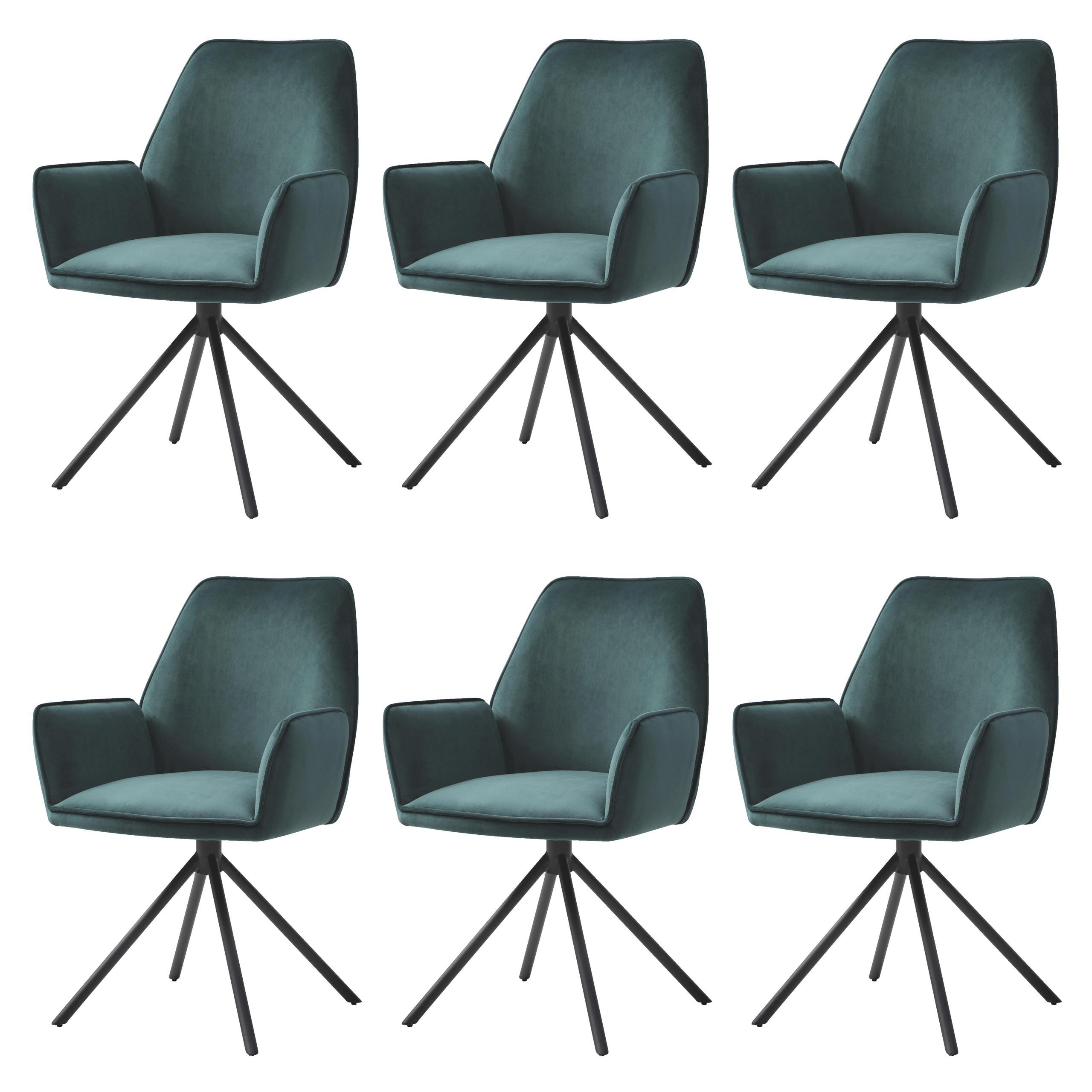 ESSZIMMERSTUHL Grün, Schwarz 6er-Set - Schwarz/Grün, Textil (60/86/60cm) - MCW