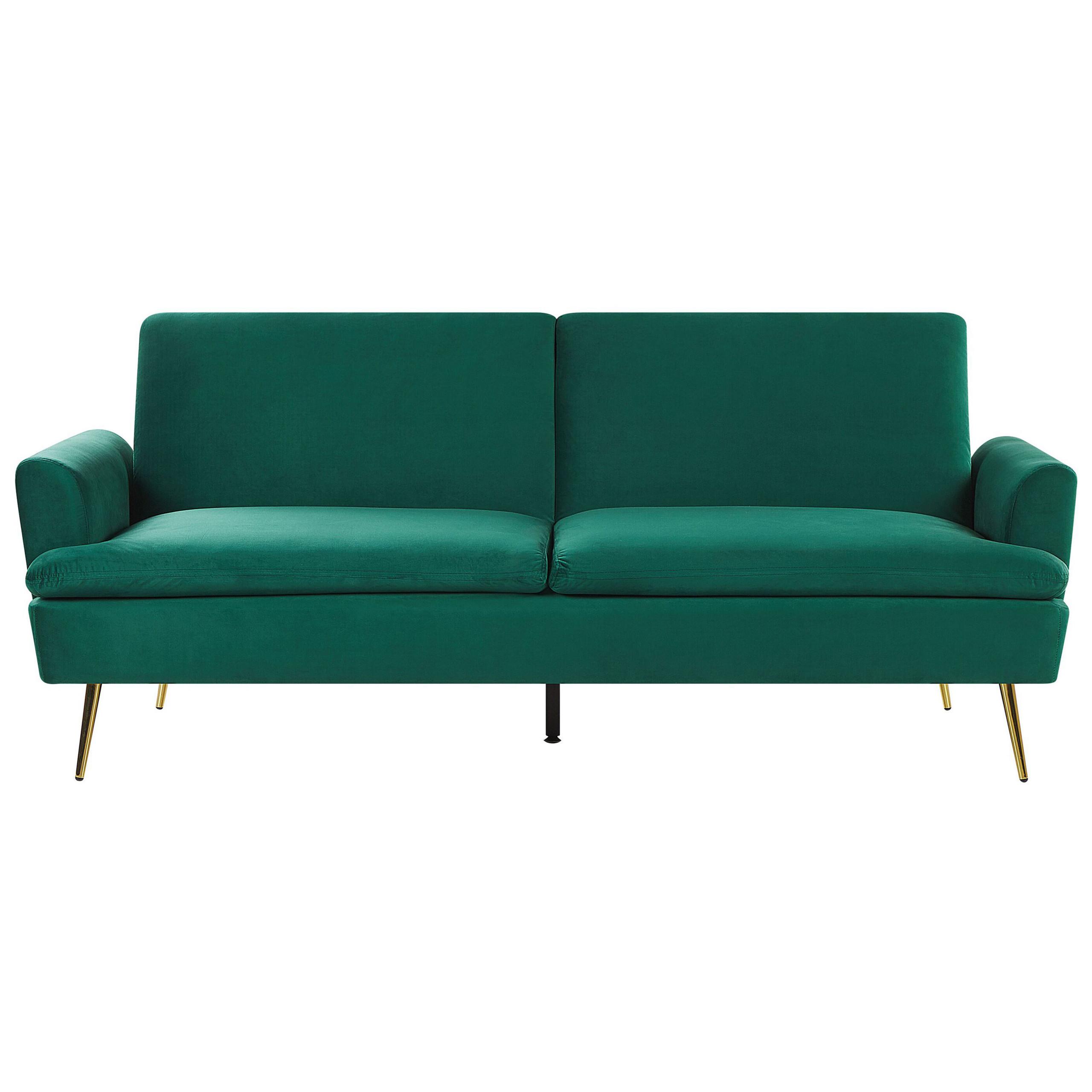 3-SITZER-SCHLAFSOFA Samtstoff Dunkelgrün Vettre - Dunkelgrün, Textil (210/88/84cm) - Beliani