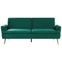 3-SITZER-SCHLAFSOFA Samtstoff Dunkelgrün Vettre - Dunkelgrün, Textil (210/88/84cm) - Beliani