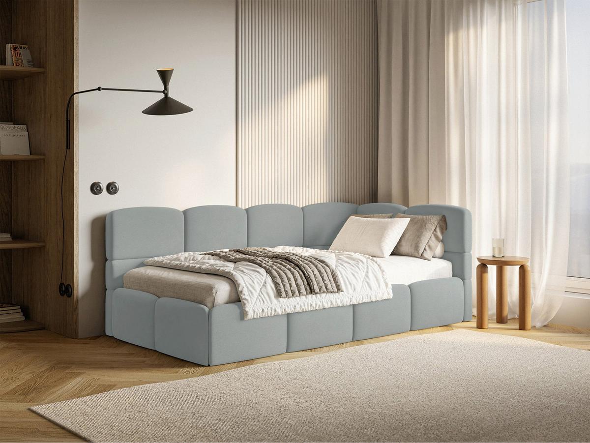 JUGENDBETT Cloudy Grau 120 cm, Easy-Clean-Velours - Schwarz/Grau, Kunststoff/Textil (120/200cm) - Selsey