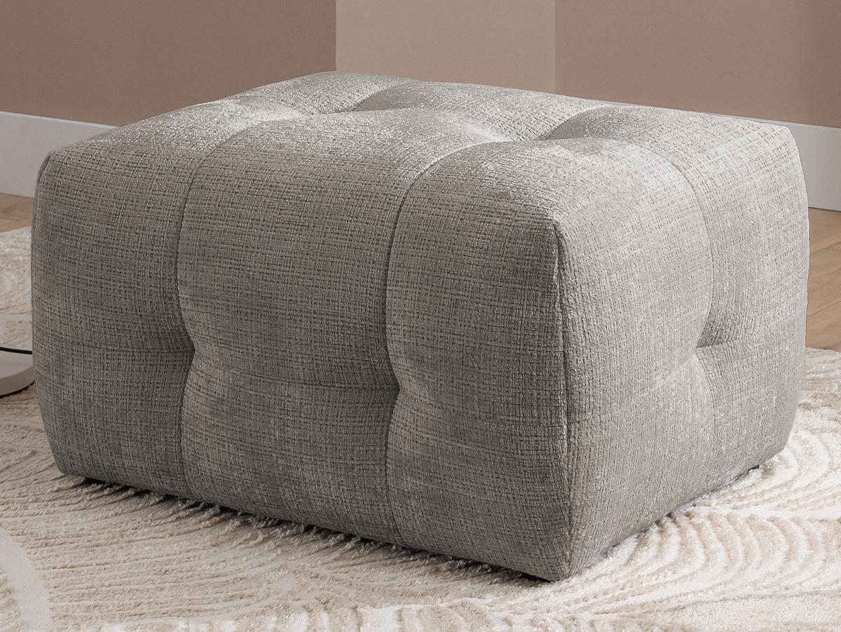 POLSTERHOCKER Kozy im Bumpy-Design aus weichem Taupe Chenille-Stoff - Taupe/Schwarz, Holz/Textil (87/46/68cm) - S-Style Möbel