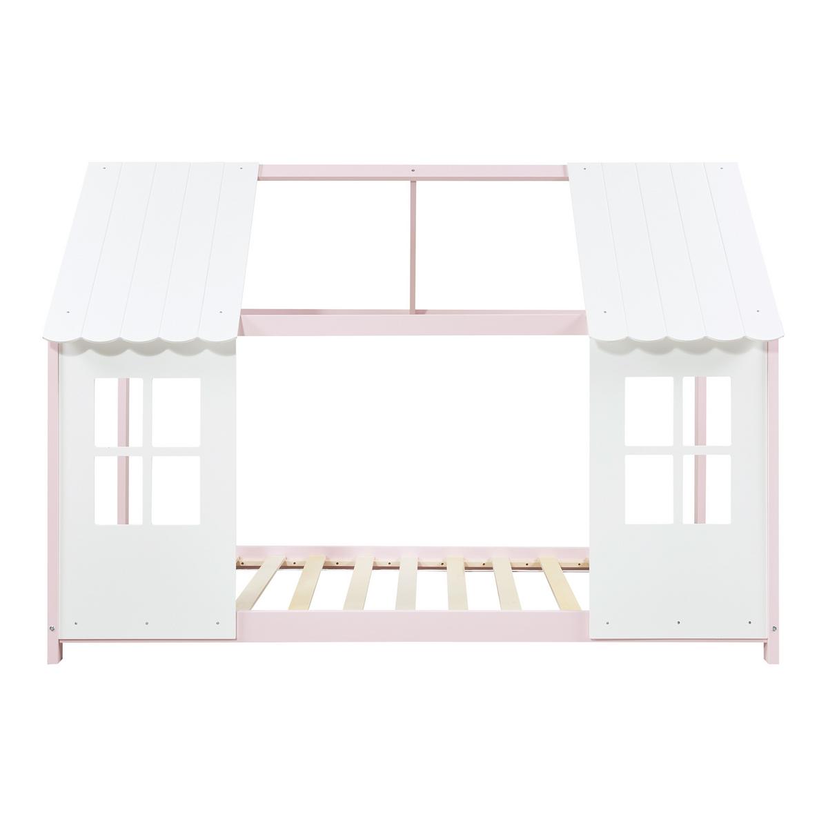 HAUSBETT Tostedt - Hellrosa/Weiß, Holz (90/200cm) - [en.casa]
