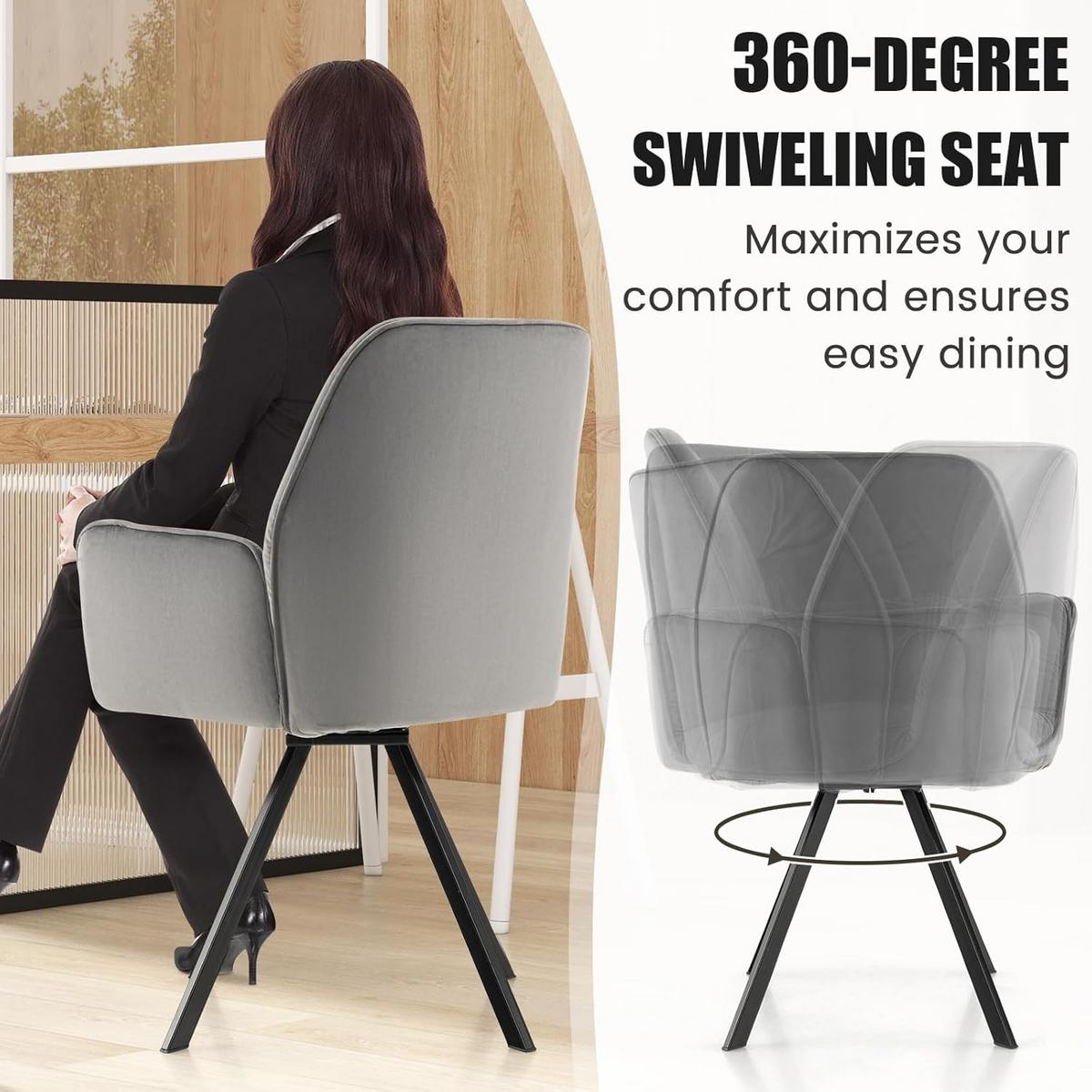 DREHSTUHL 87cm Grau(2er-Set) - Grau, Textil (63/87/59cm) - COSTWAY